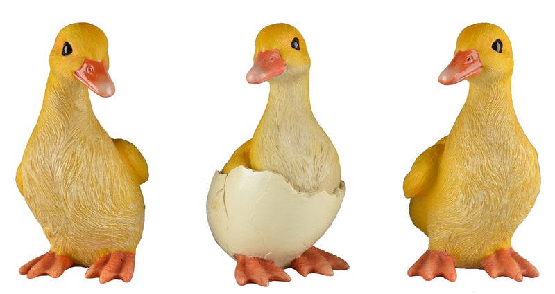 JORAE Ducks Statue Yard Garden Decorations Set of Three, Ducklings Ornament Animal Outdoor Statue, 5 in, Polyresin - Image 1